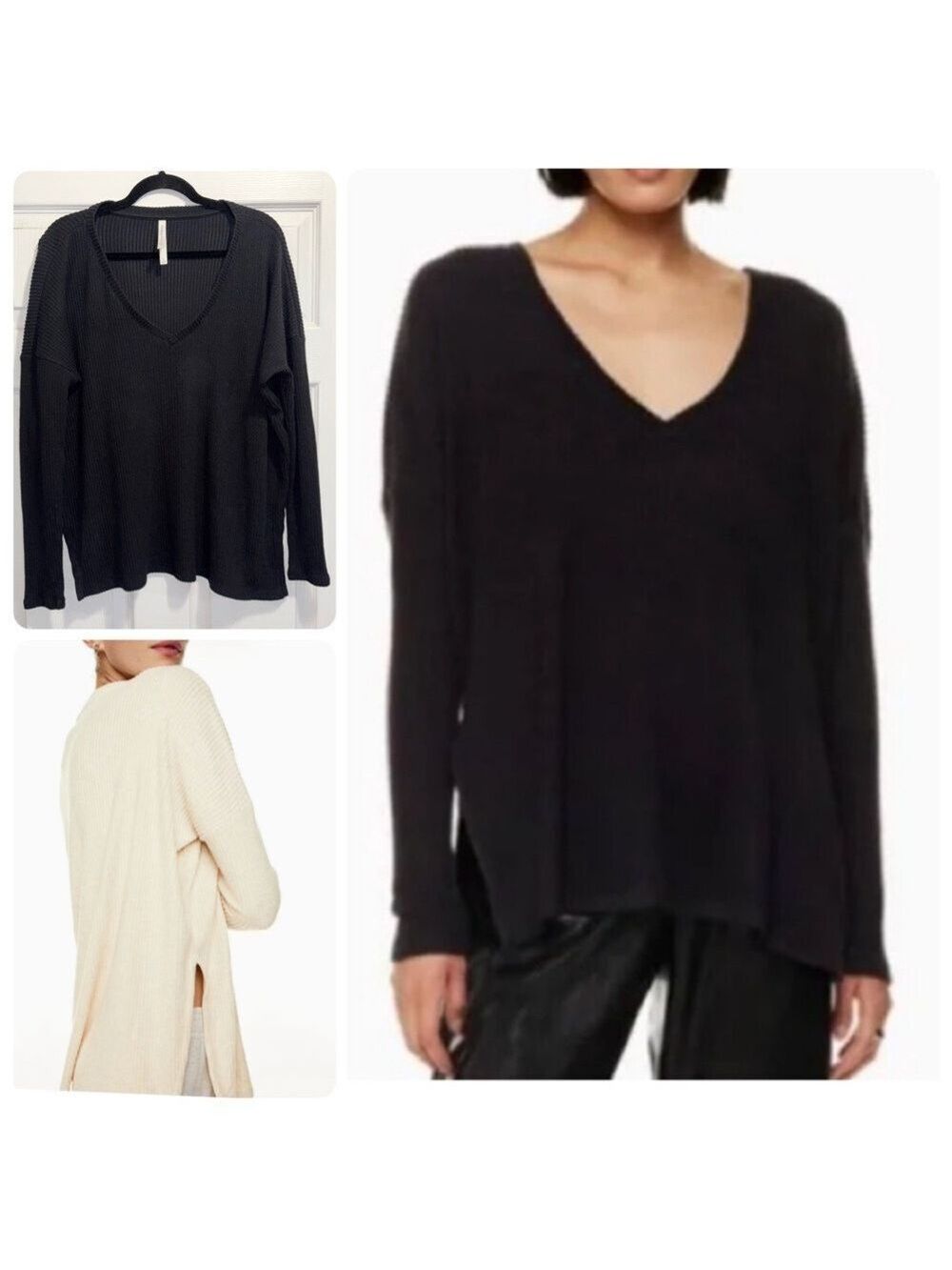 Aritizia Group Babaton Black Traverse Long-sleeve Top Oversized Sweater Medium
